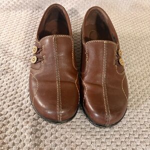 Clarks Bendables Women Loafers Shoes Brown Leather Womens Size 7.5 W